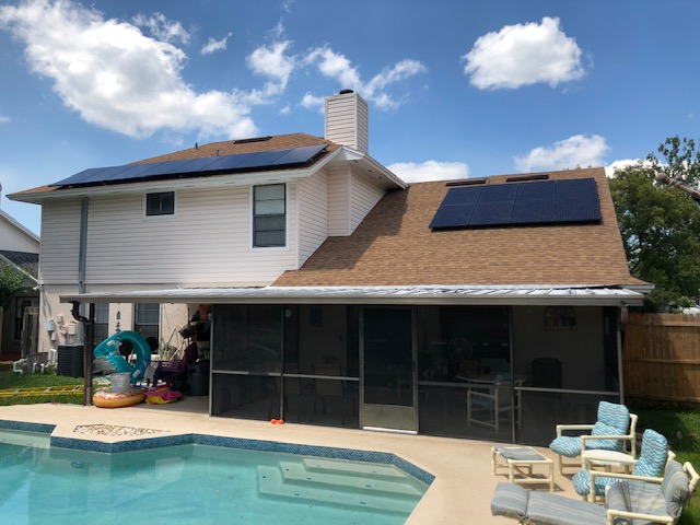 Solar panels installed on a home in Orlando by our solar electric contractors in Orlando and Central Florida