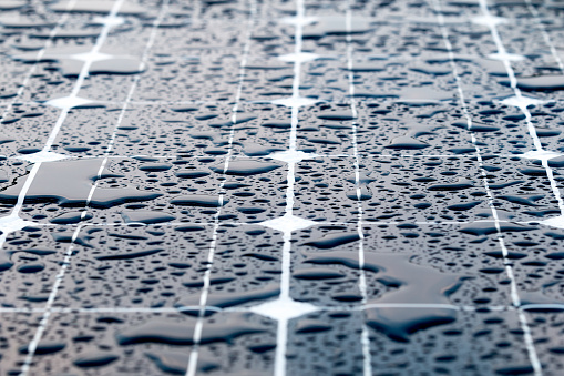 Rain water on the solar panel