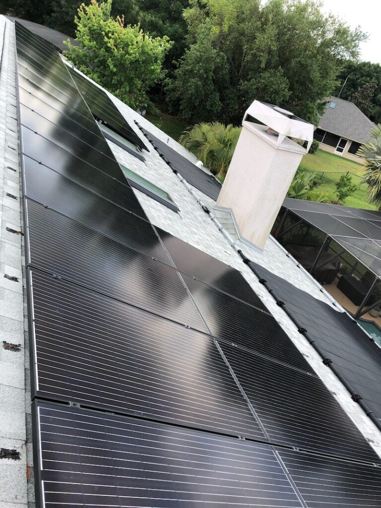 PVSolar panels installed on a pitched roof in Hunters Creek, Orlando FL
