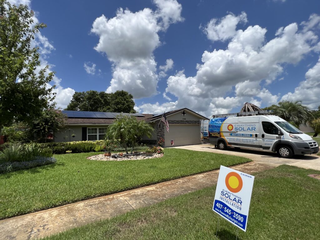 Everything Solar vehicle outside a property in Orlando installing Solar Panels